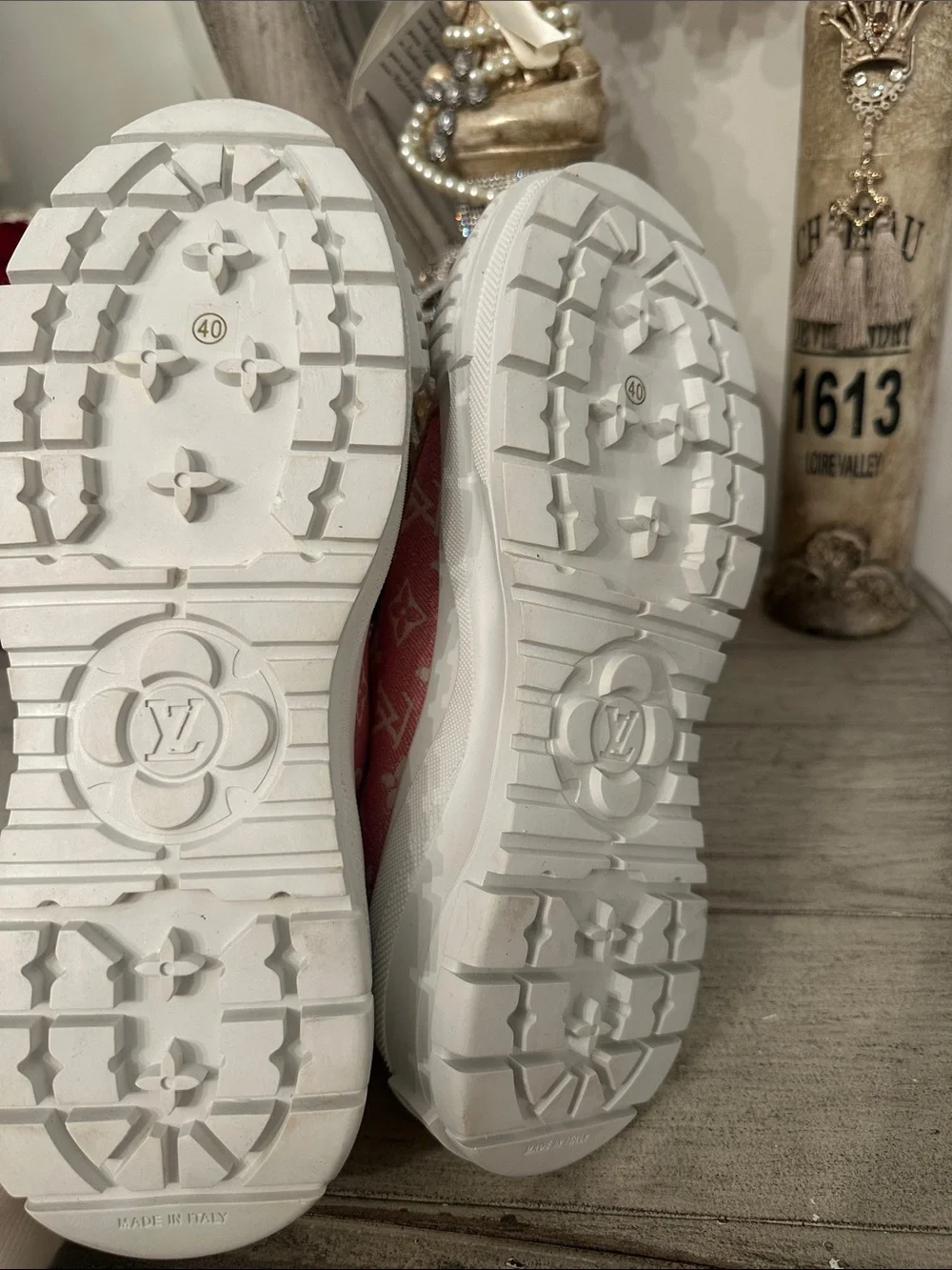 LV Pink Monogram Canvas Low-Top Sneakers - Picture 6 of 6